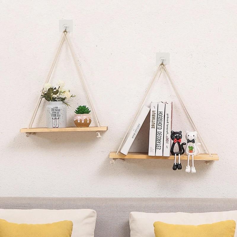 Wood Natural Wood Hanging Shelf