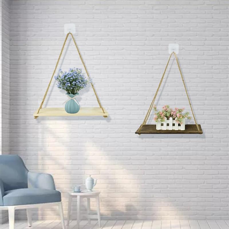 Wood Natural Wood Hanging Shelf