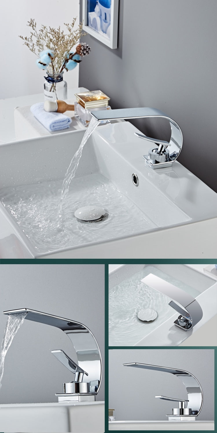 Modern Curved Waterfall Bathroom Faucet