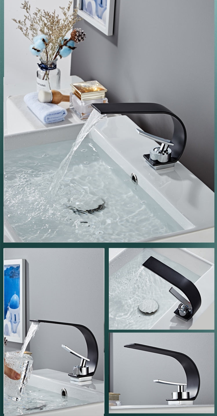 Modern Curved Waterfall Bathroom Faucet