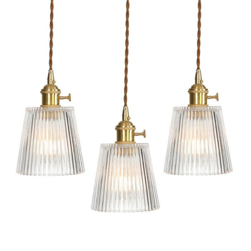 Vintage Copper & Textured Glass Pendant Lights