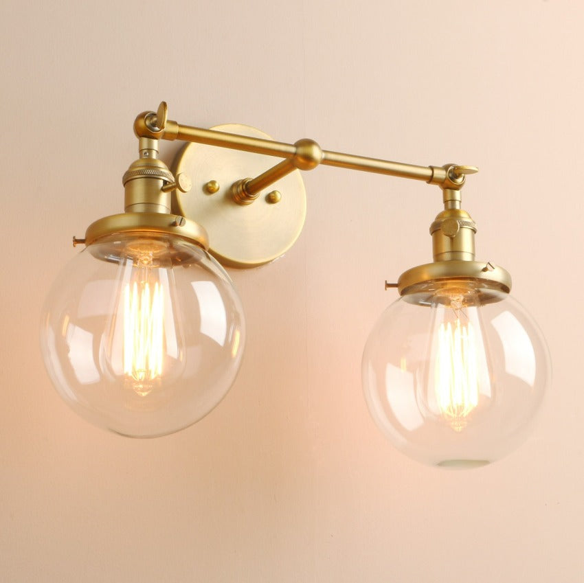 Two-Bulb Deacon Glass Globe Wall Sconce