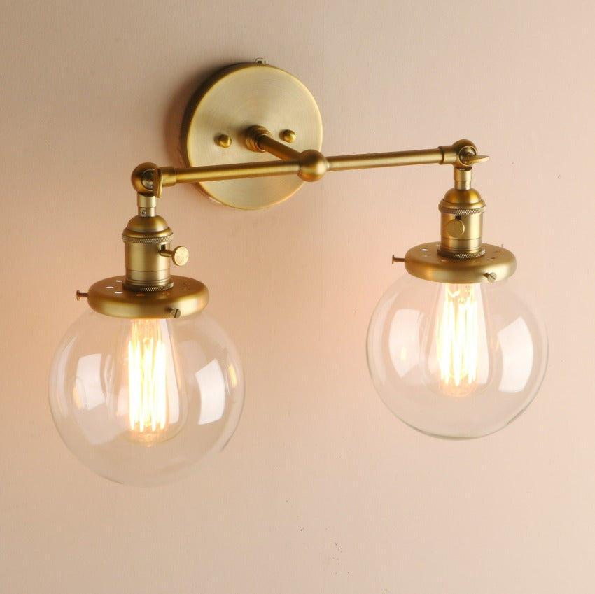 Two-Bulb Deacon Glass Globe Wall Sconce