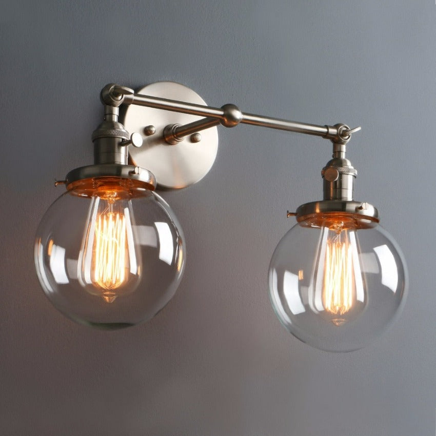 Two-Bulb Deacon Glass Globe Wall Sconce