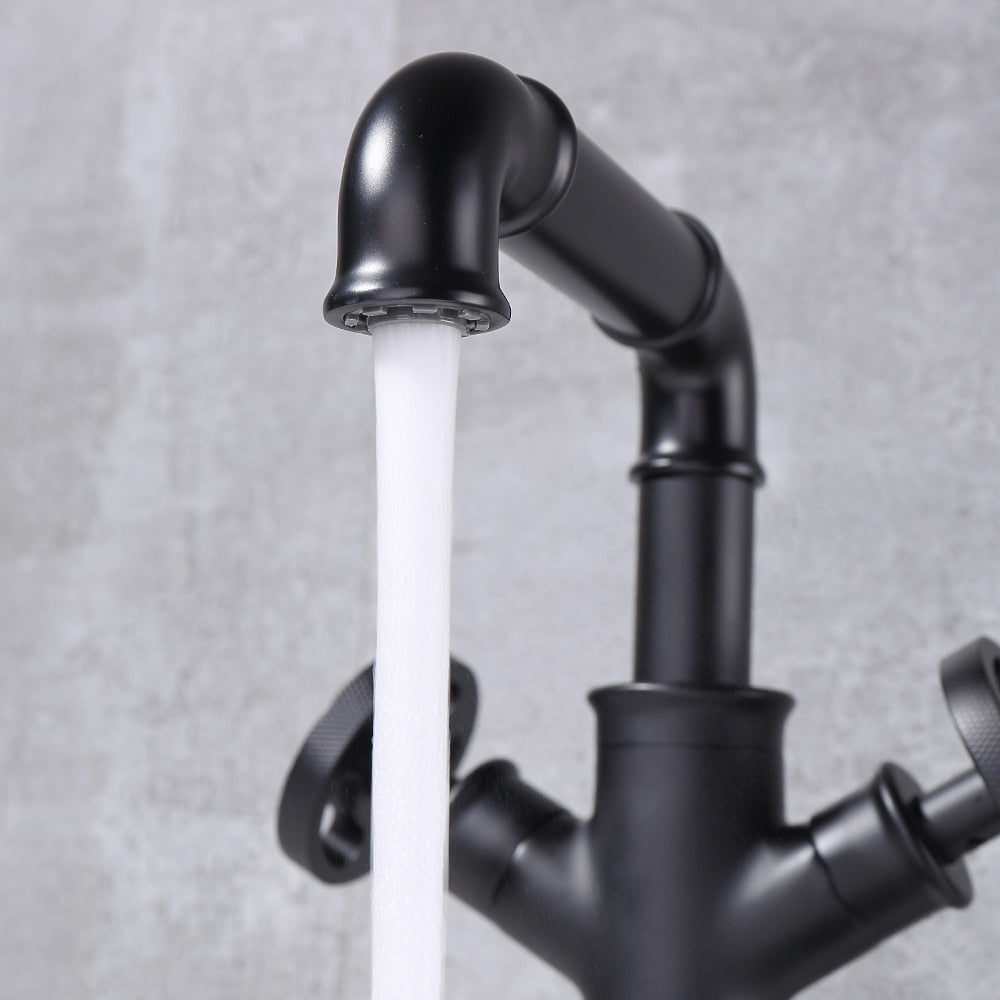 Tall Industrial Faucet in Black for Vessel Sinks