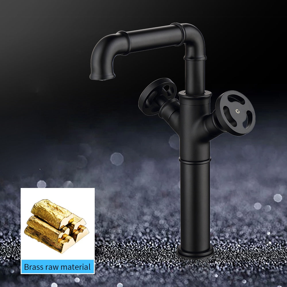 Tall Industrial Faucet in Black for Vessel Sinks