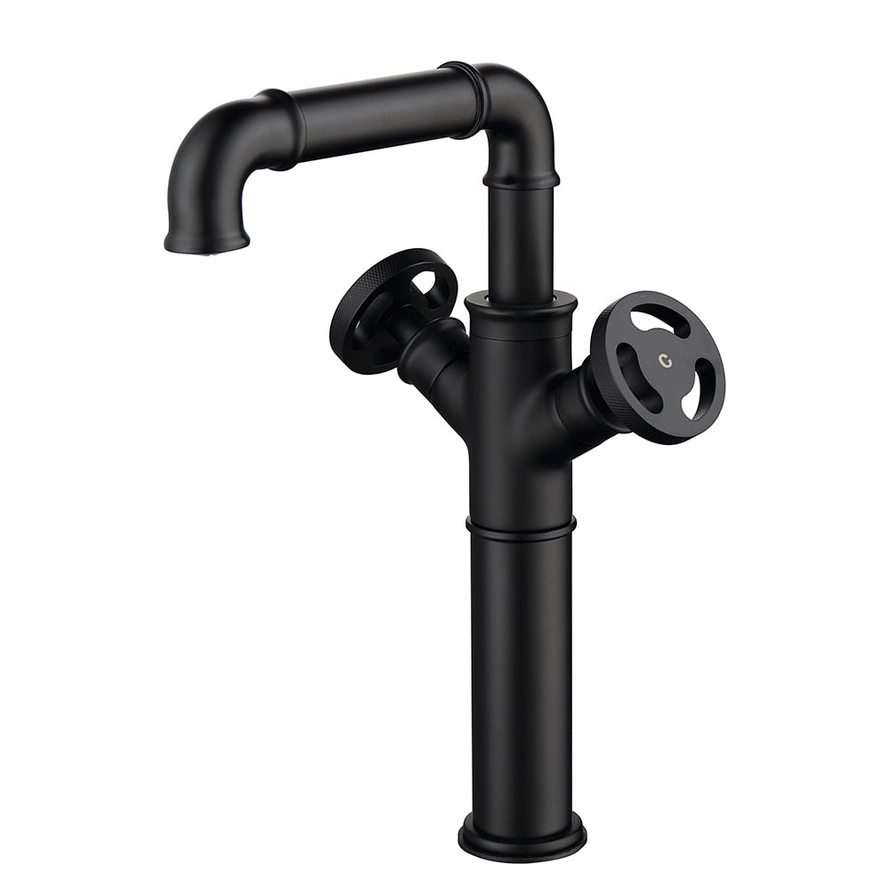 Tall Industrial Faucet in Black for Vessel Sinks