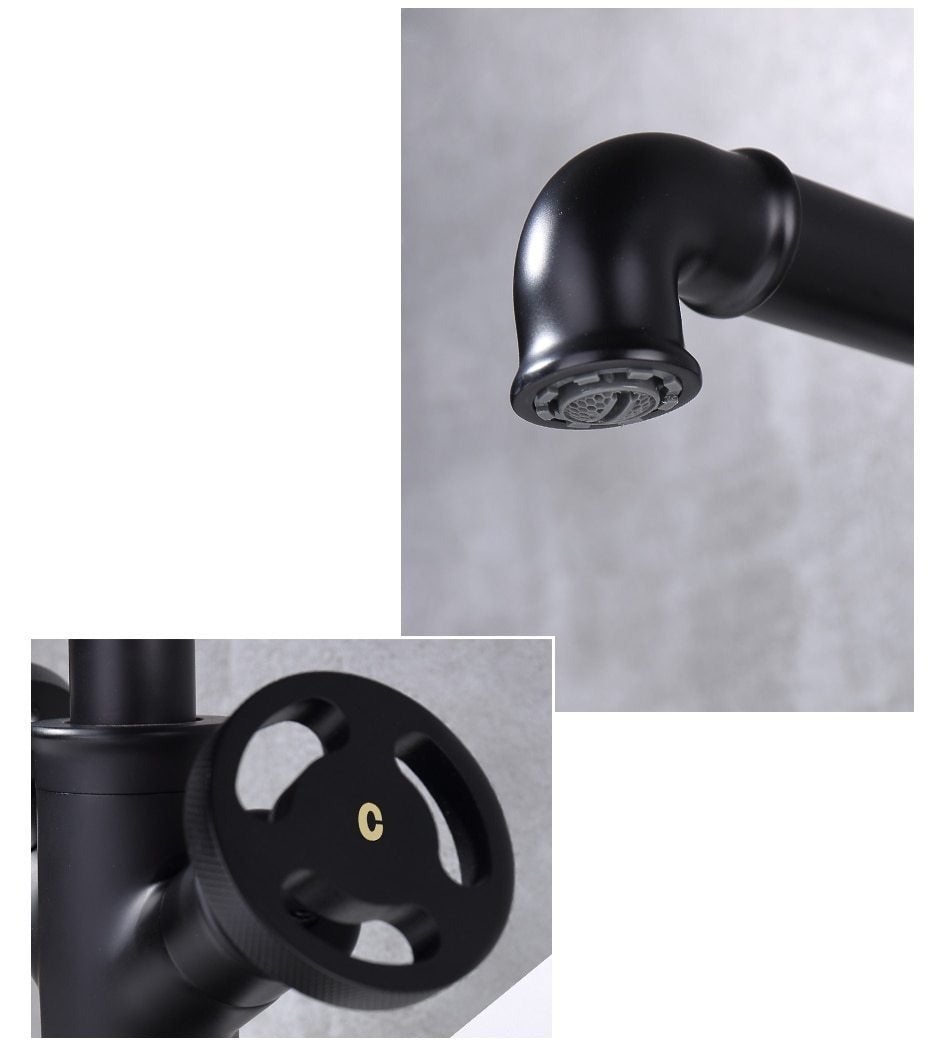 Tall Industrial Faucet in Black for Vessel Sinks