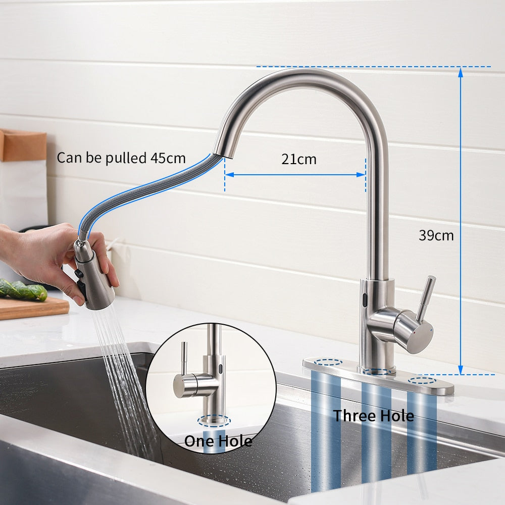 Motion Activated Kitchen Faucet with Smart Sensor, Pull Down Sprayer