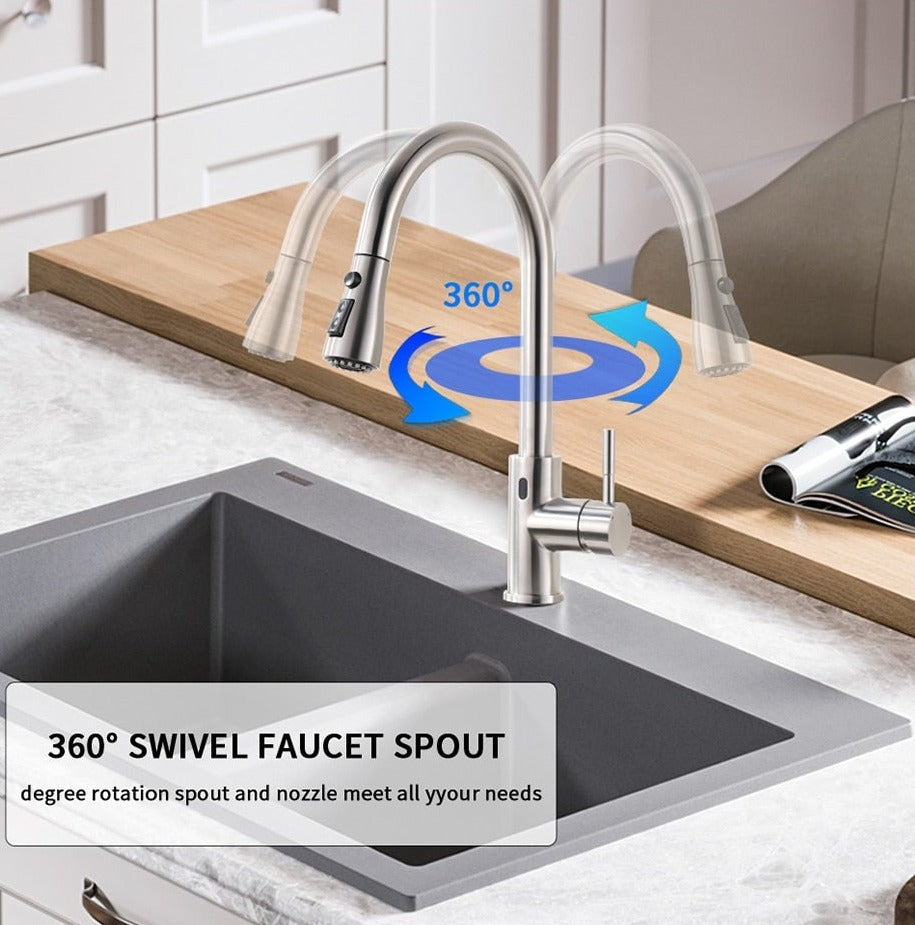 Motion Activated Kitchen Faucet with Smart Sensor, Pull Down Sprayer