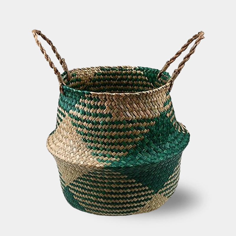 Seagrass geometric storage baskets