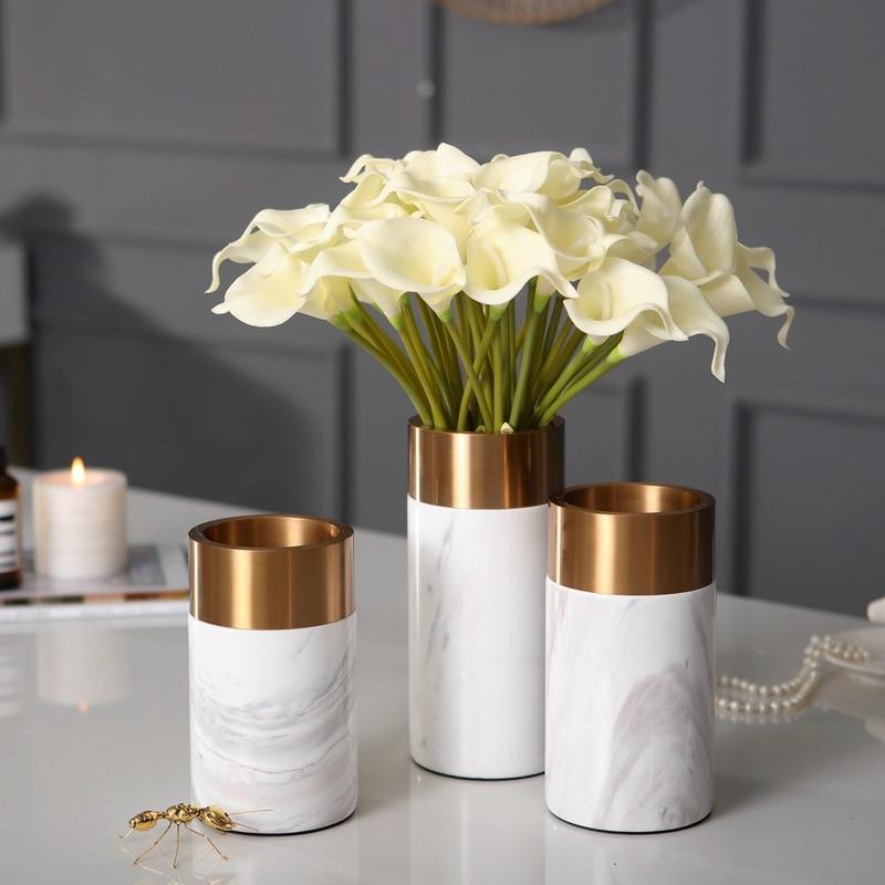 Marble Gold Marble Vase Set