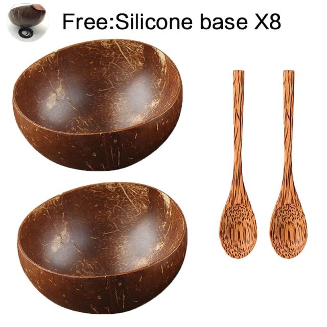 Natural Handcrafted Thailand Teak Coconut Bowls