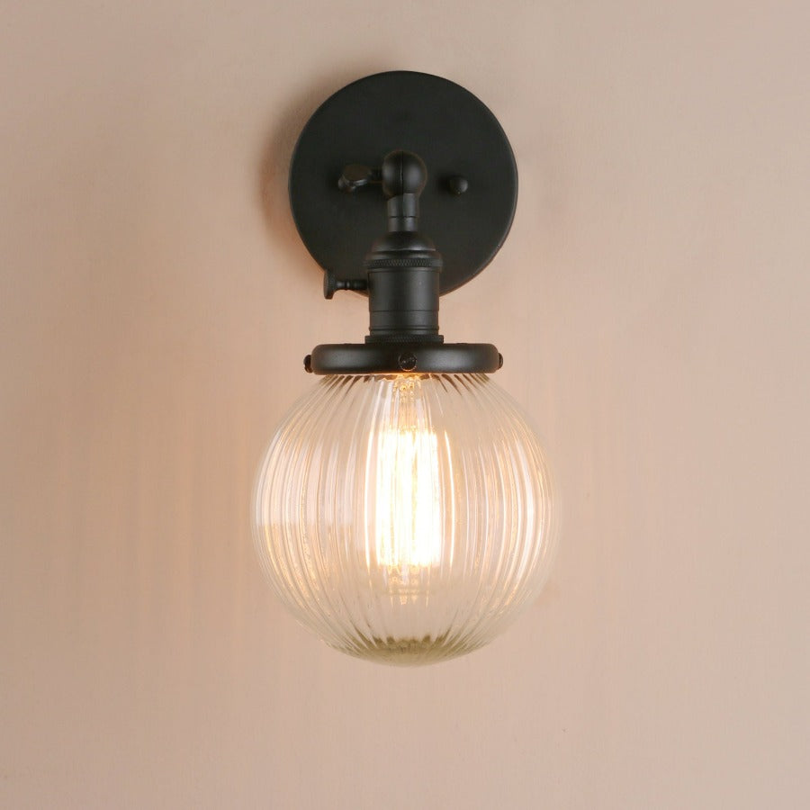 Textured Glass Globe Wall Sconce