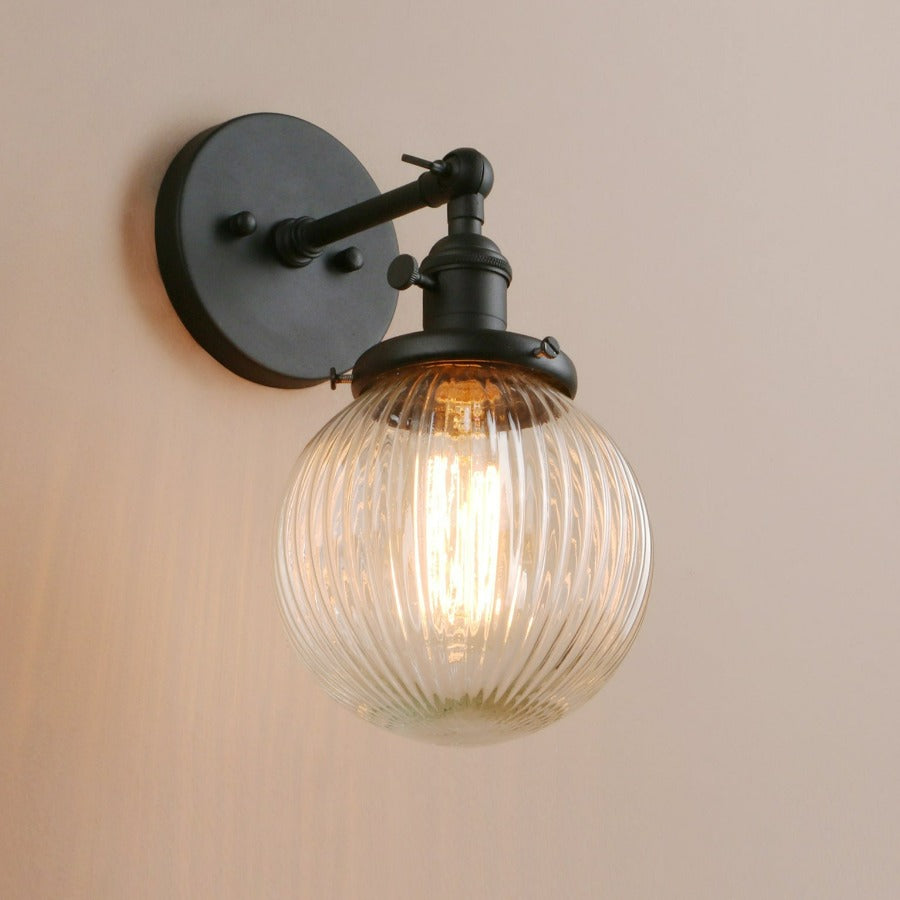 Textured Glass Globe Wall Sconce