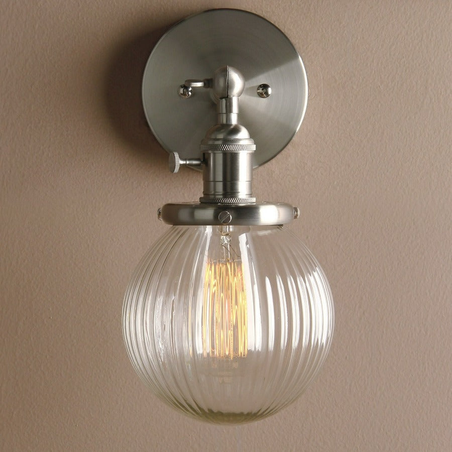 Textured Glass Globe Wall Sconce