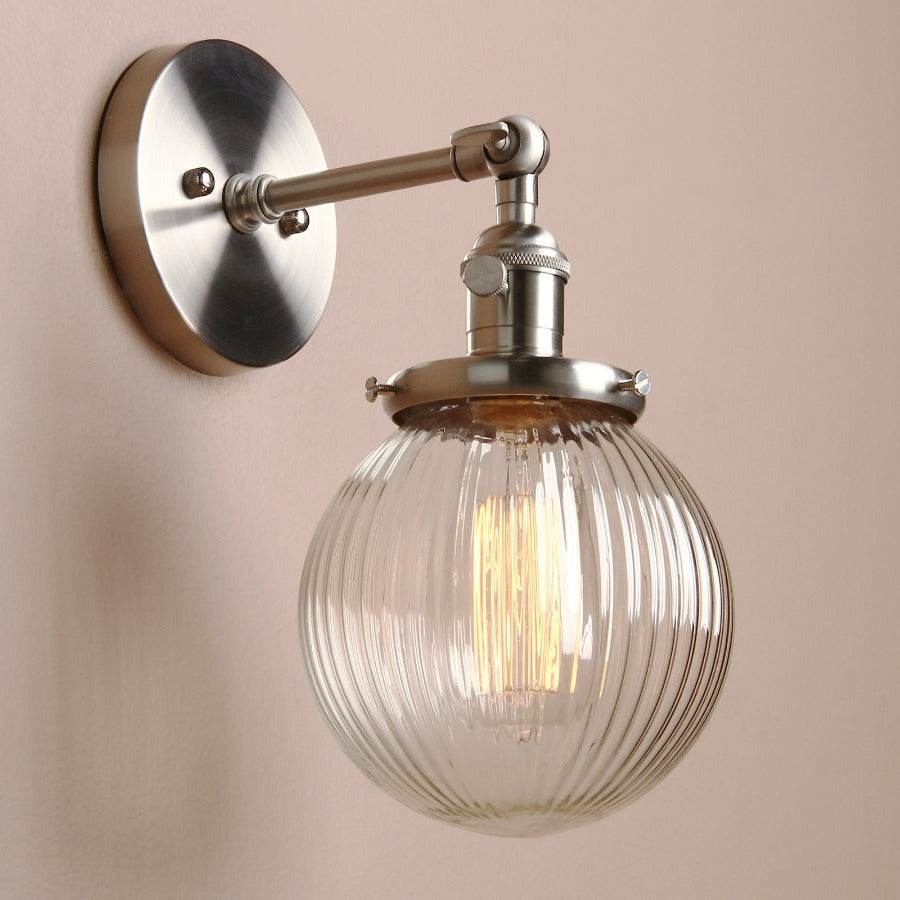 Textured Glass Globe Wall Sconce