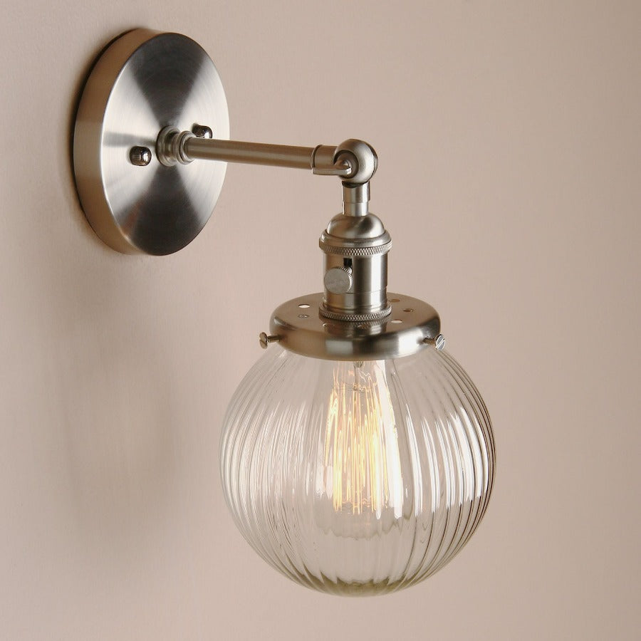 Textured Glass Globe Wall Sconce