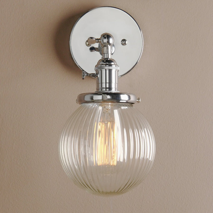 Textured Glass Globe Wall Sconce