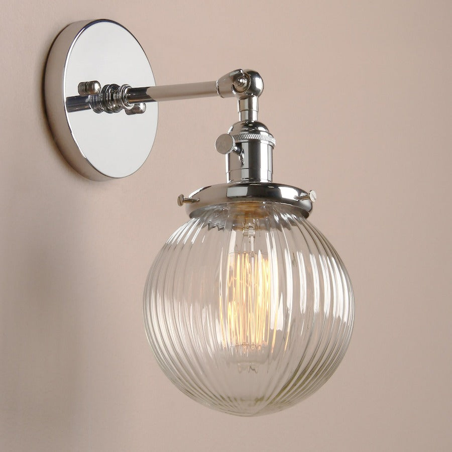 Textured Glass Globe Wall Sconce