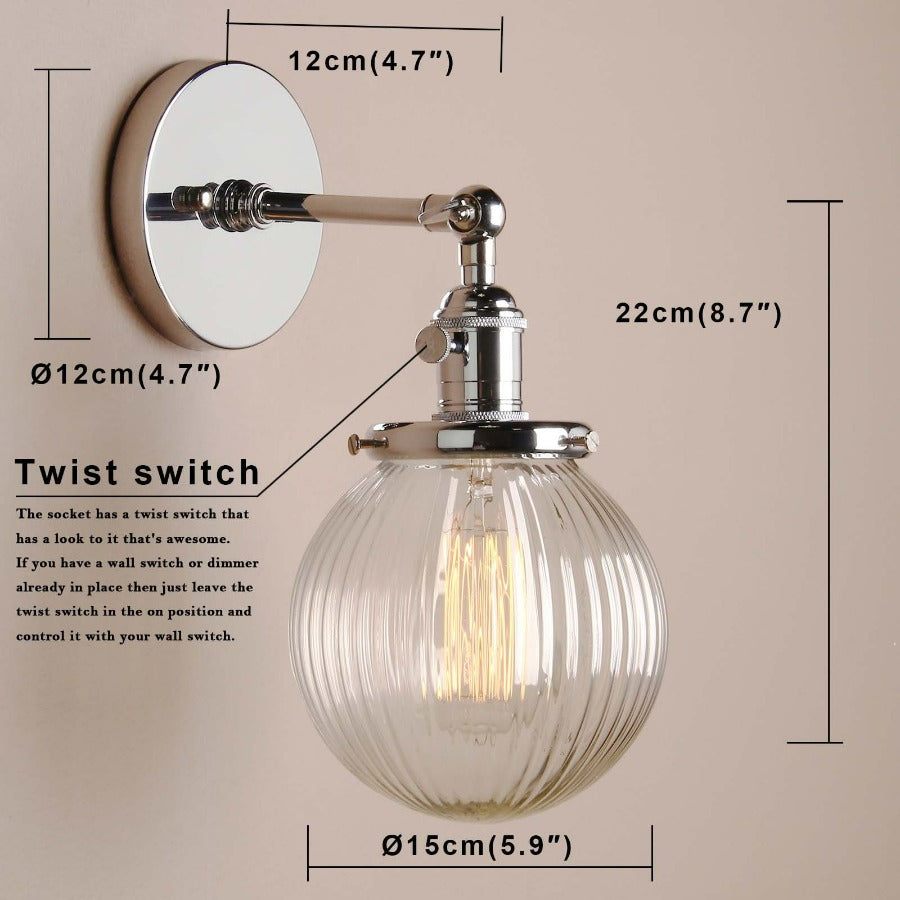 Textured Glass Globe Wall Sconce