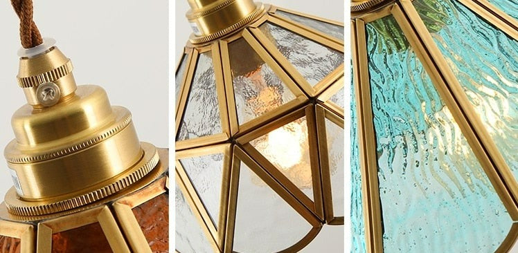 Vintage Stained Glass Pendant Light