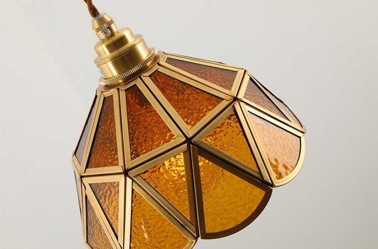 Vintage Stained Glass Pendant Light