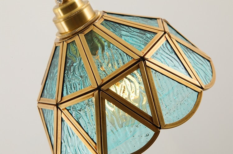 Vintage Stained Glass Pendant Light