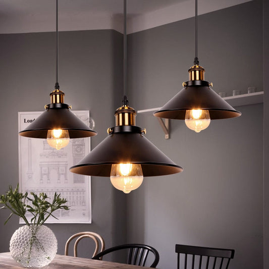 Vintage Black and Brass Pendant Light