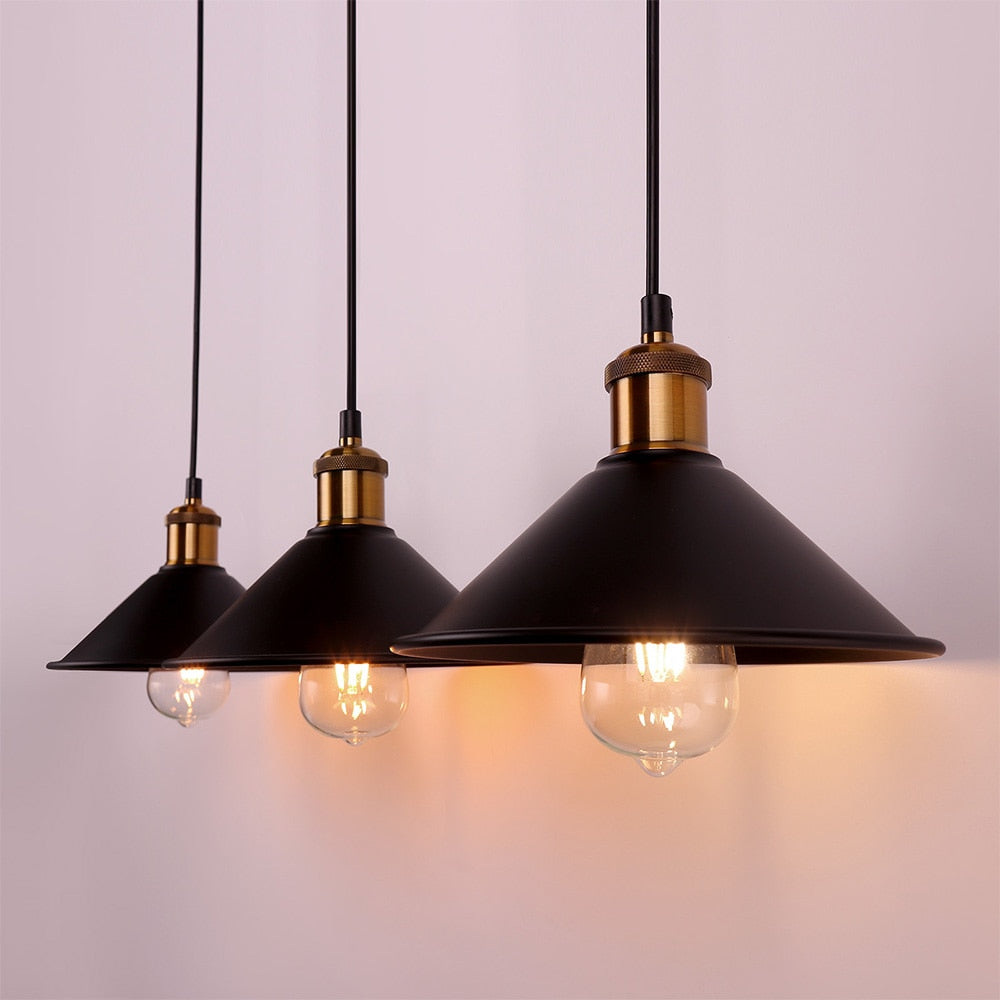 Vintage Black and Brass Pendant Light