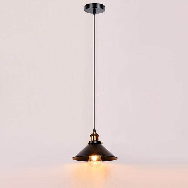 Vintage Black and Brass Pendant Light