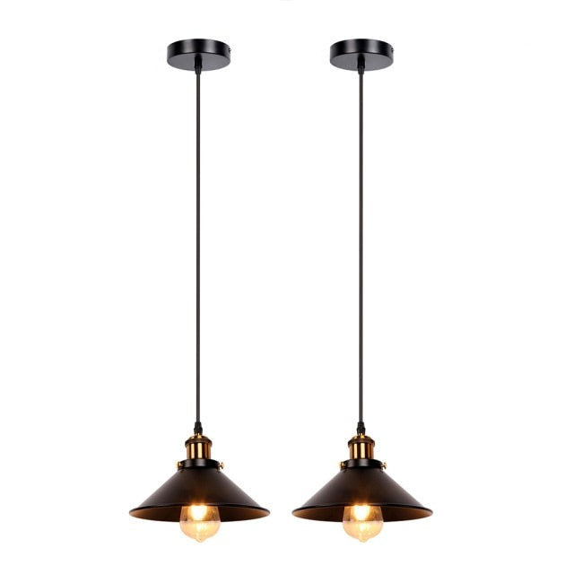 Vintage Black and Brass Pendant Light