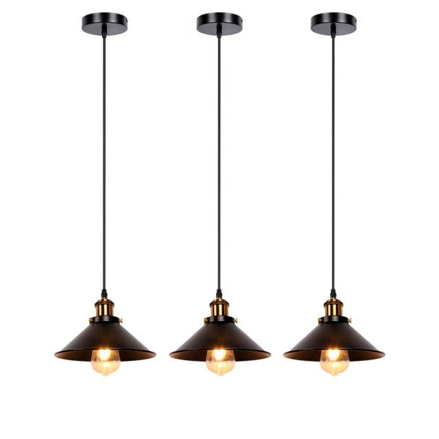 Vintage Black and Brass Pendant Light