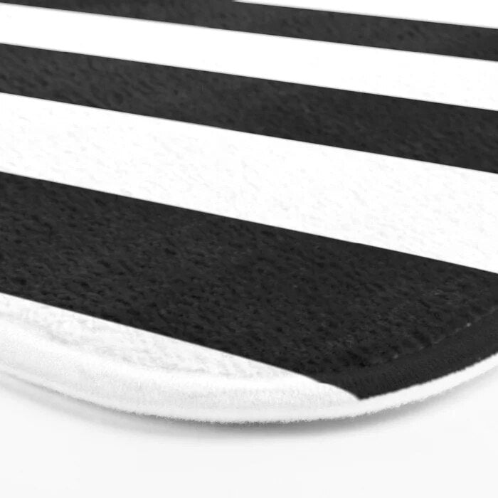 Black and white stripes bath mat