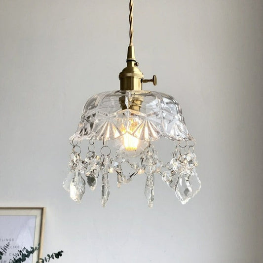 Vintage Glass Crystal Pendant Light