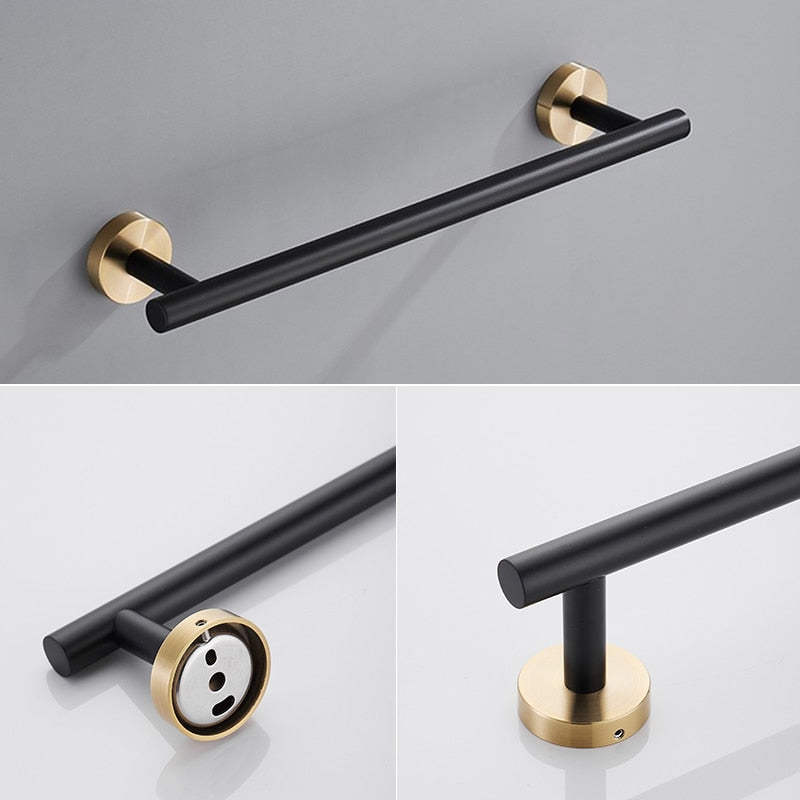 Black & Gold Bathroom Hardware Set