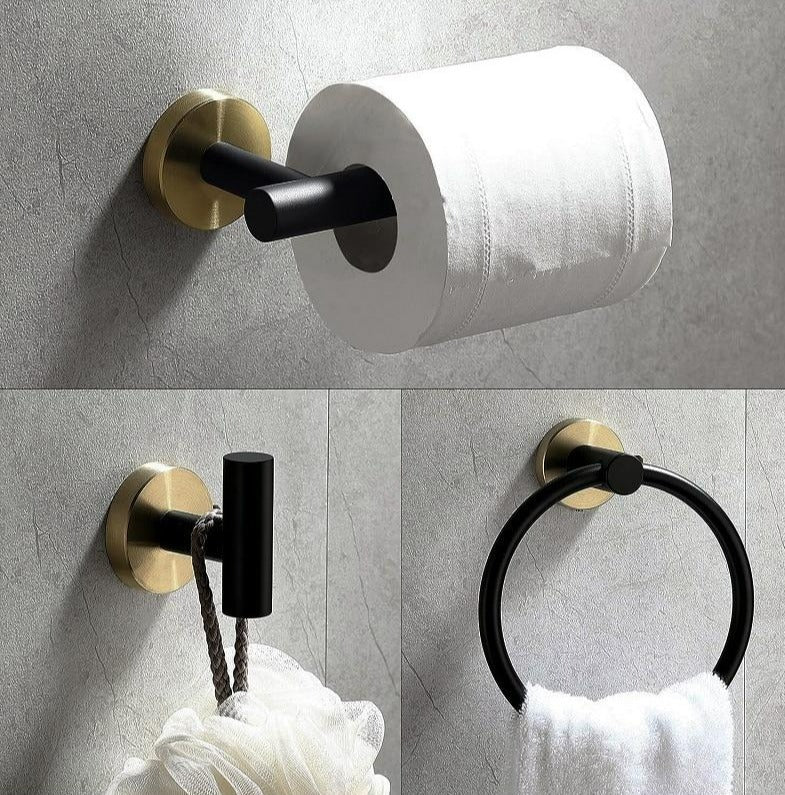 Black & Gold Bathroom Hardware Set