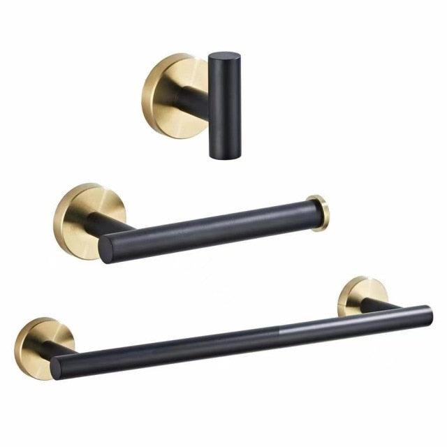 Black & Gold Bathroom Hardware Set