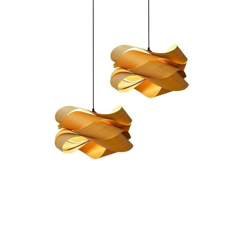 Modern Shaved Wood Pendant Lights