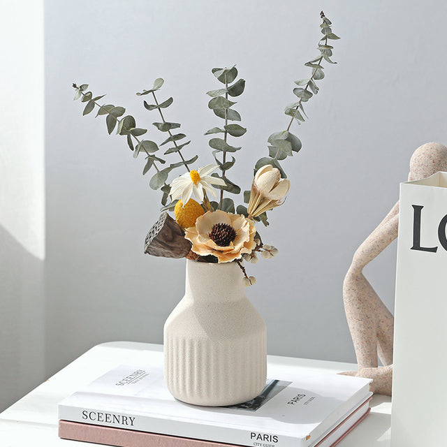 Vase Natural Dried Preserved Eucalyptus Bouquet (Free Vase)