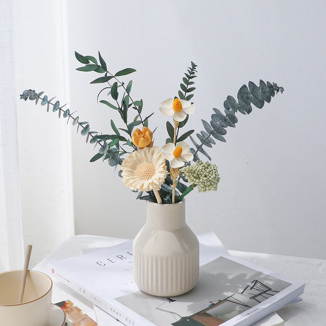 Vase Natural Dried Preserved Eucalyptus Bouquet (Free Vase)