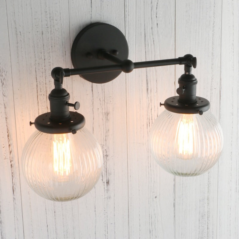 Textured Glass Two-Bulb Wall Sconce