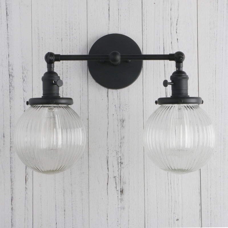 Textured Glass Two-Bulb Wall Sconce