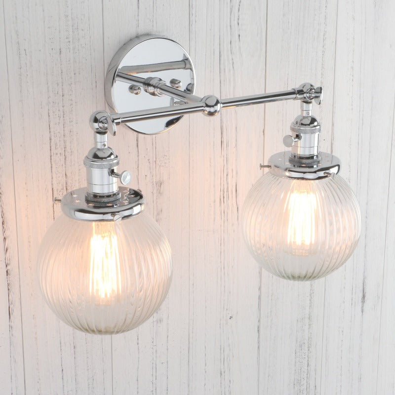 Textured Glass Two-Bulb Wall Sconce