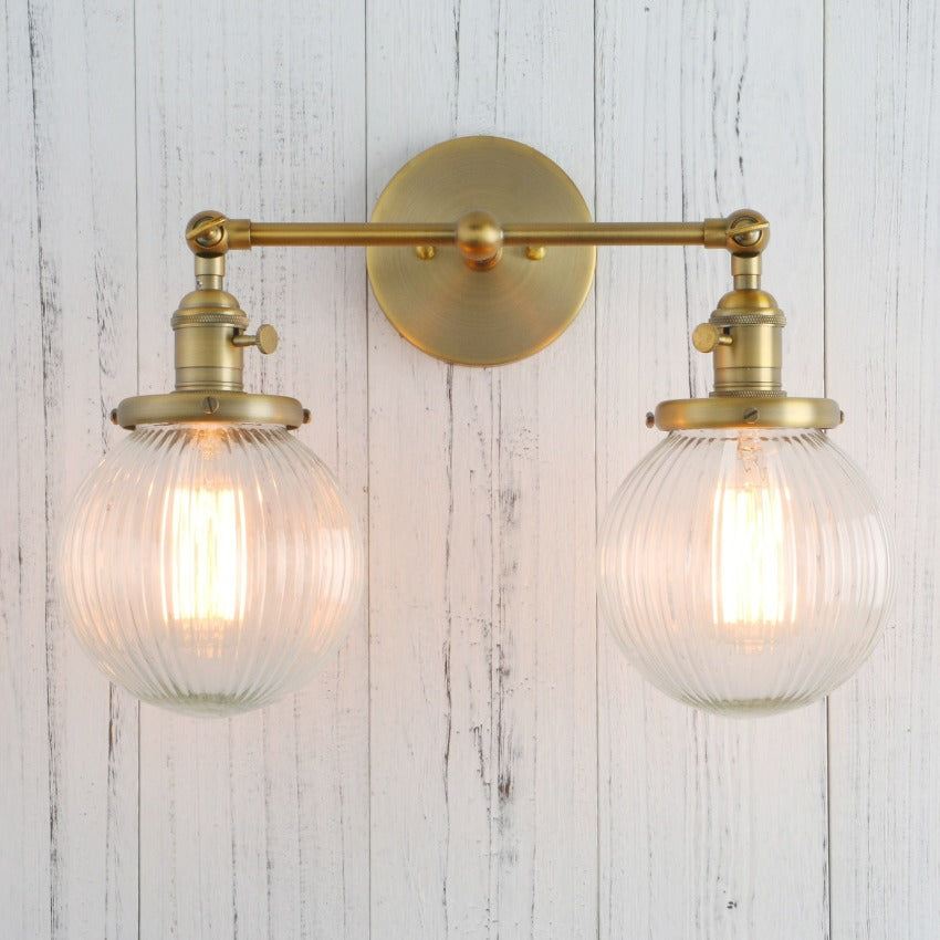 Textured Glass Two-Bulb Wall Sconce