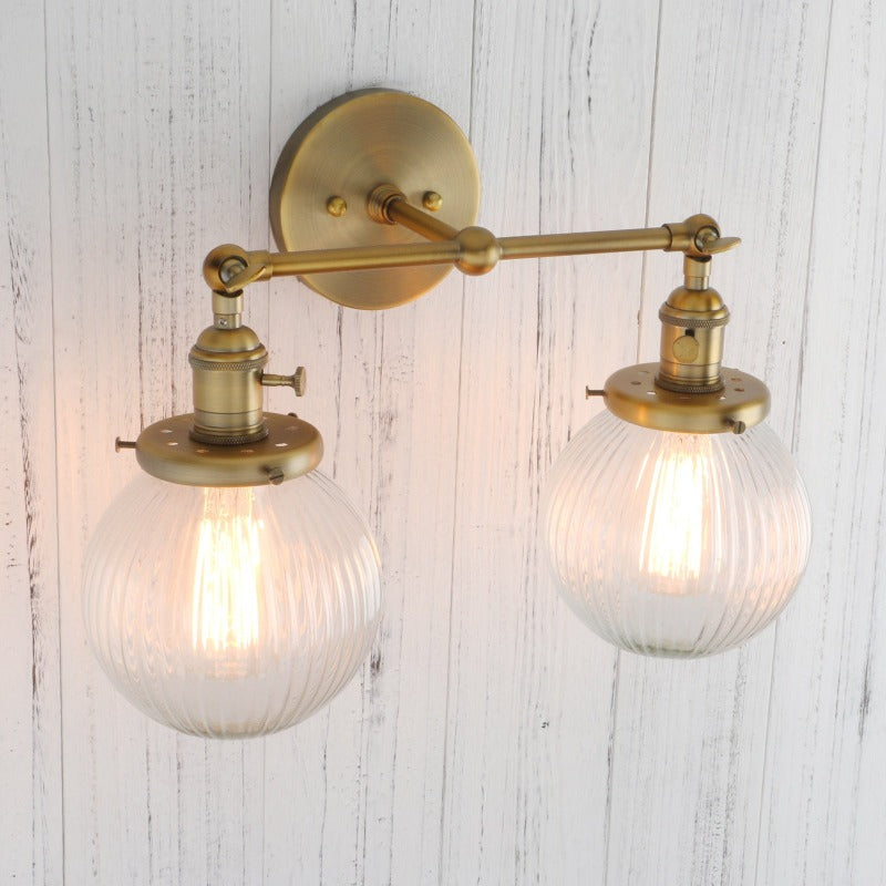 Textured Glass Two-Bulb Wall Sconce