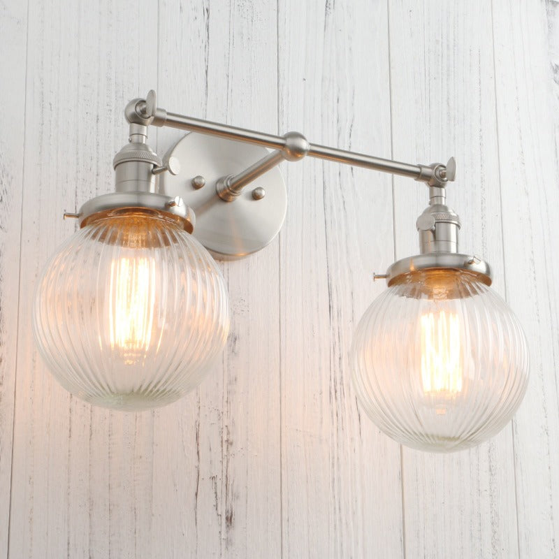 Textured Glass Two-Bulb Wall Sconce