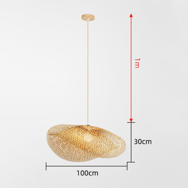 Modern Oyster Pendant Lamp Rattan Bamboo