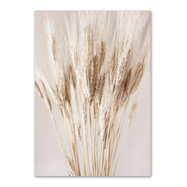 Beige Grass Boho Wall Art Canvas