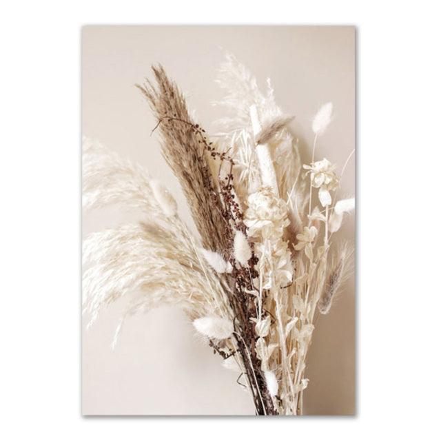 Beige Grass Boho Wall Art Canvas